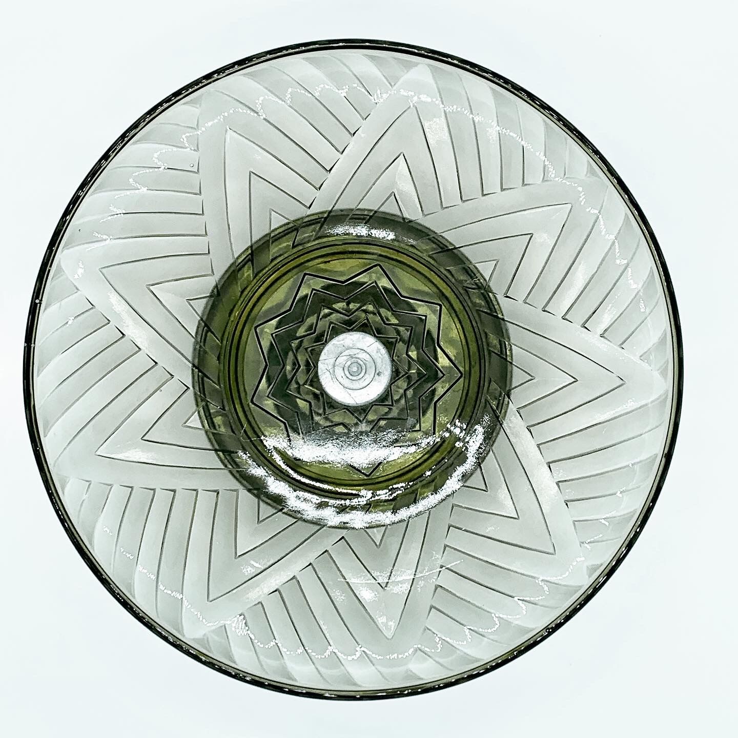 Coupe à Fruits Ancienne – Métal Argenté Et Verre – Style Colonne