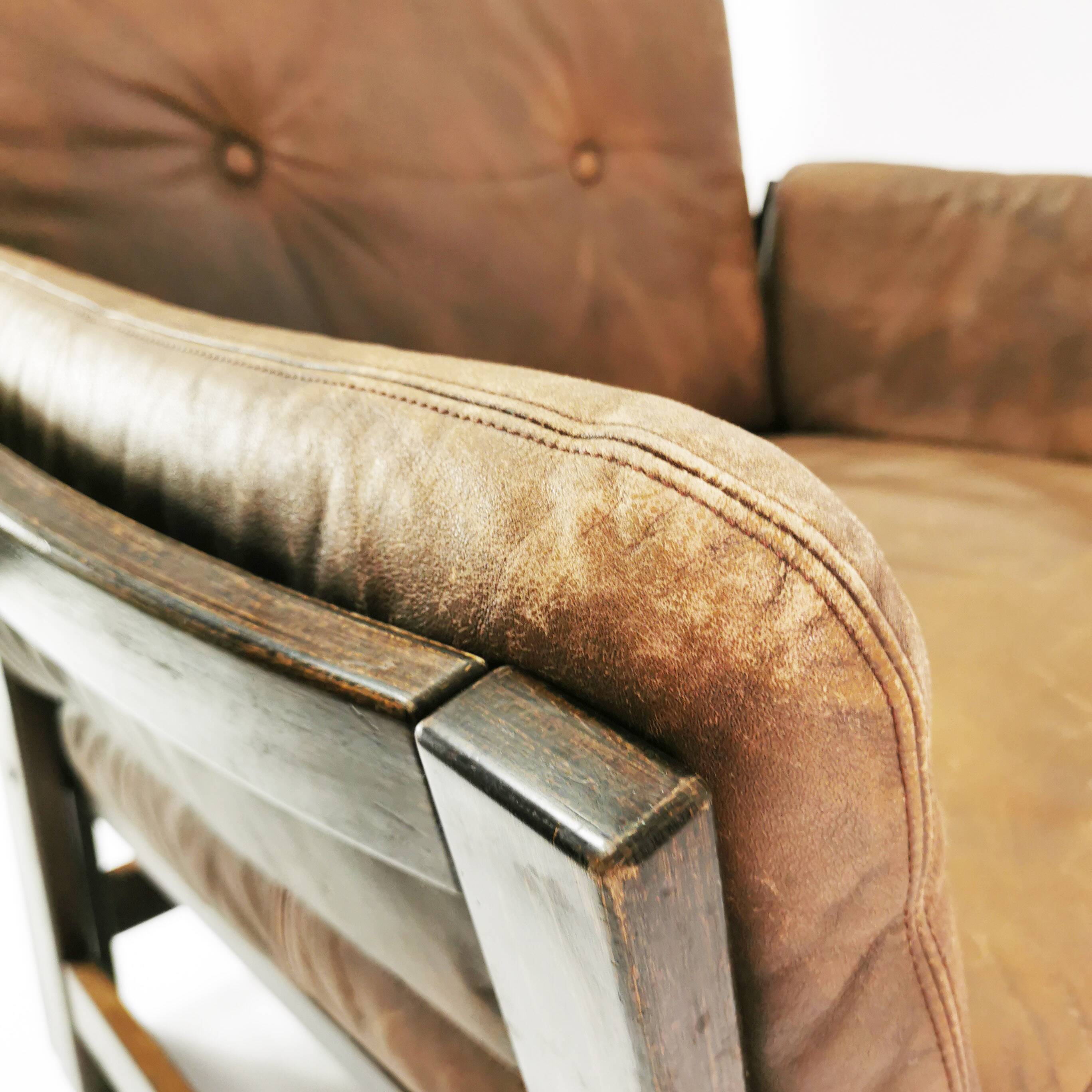 Mid-century leather armchair, Denmark, 1960s