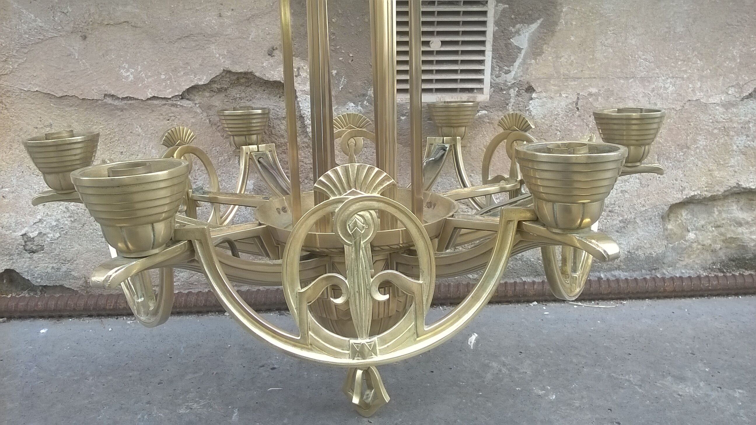 Bronze chandelier and brass art deco period