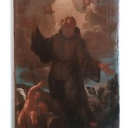 Old Oil Painting on Canvas, Baroque Period, Depicting a Franciscan Saint