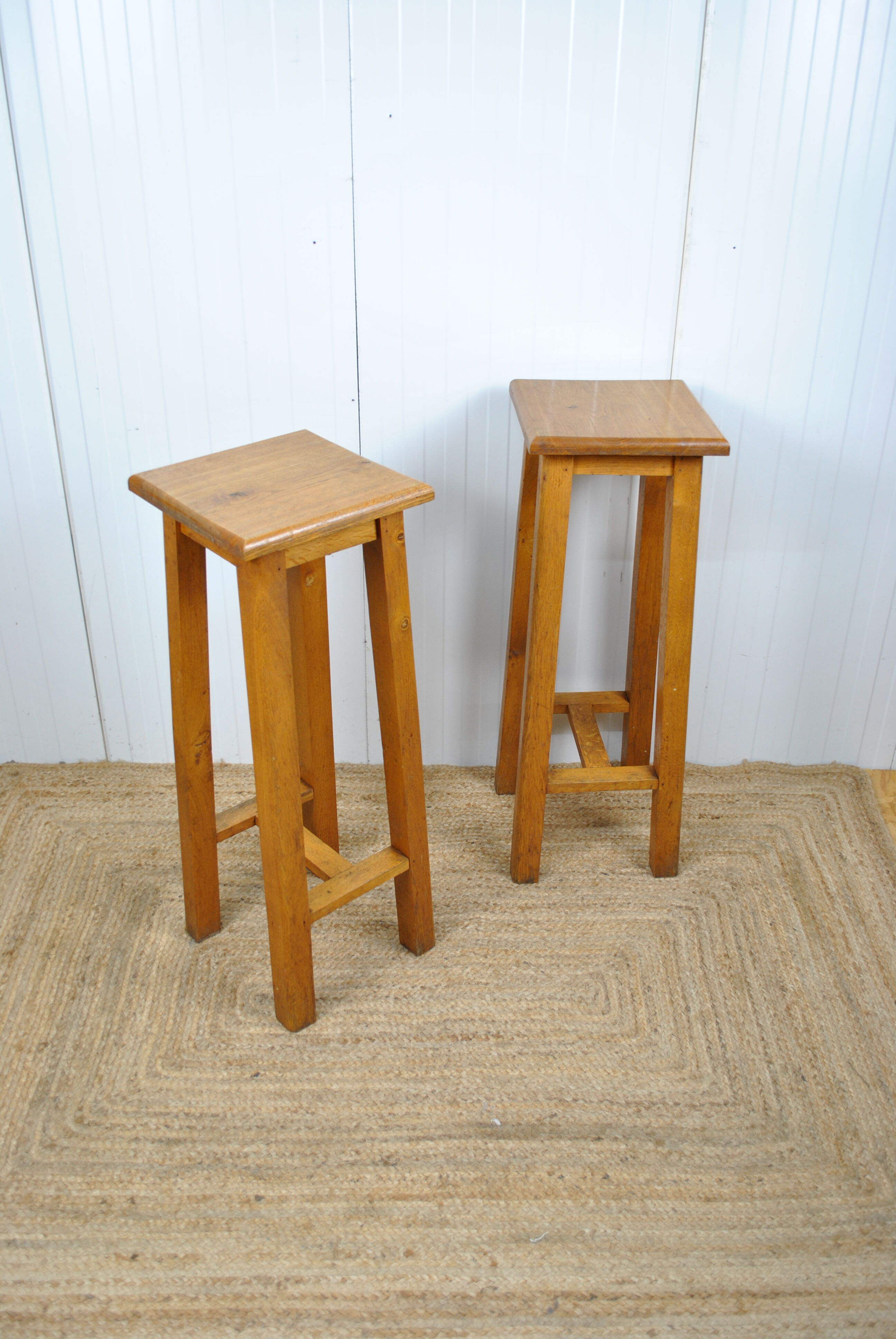 Pair of bar stools in oak 1950