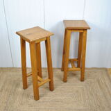 Pair of bar stools in oak 1950