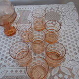 Pink glass liquor service