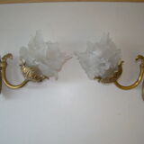 Pair of tanned sconces and glass paste