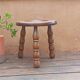 Brutalist tripod wooden stool in Charles Duduyt style.50/60