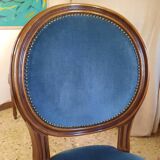 Pair of blue velvet medallion chairs