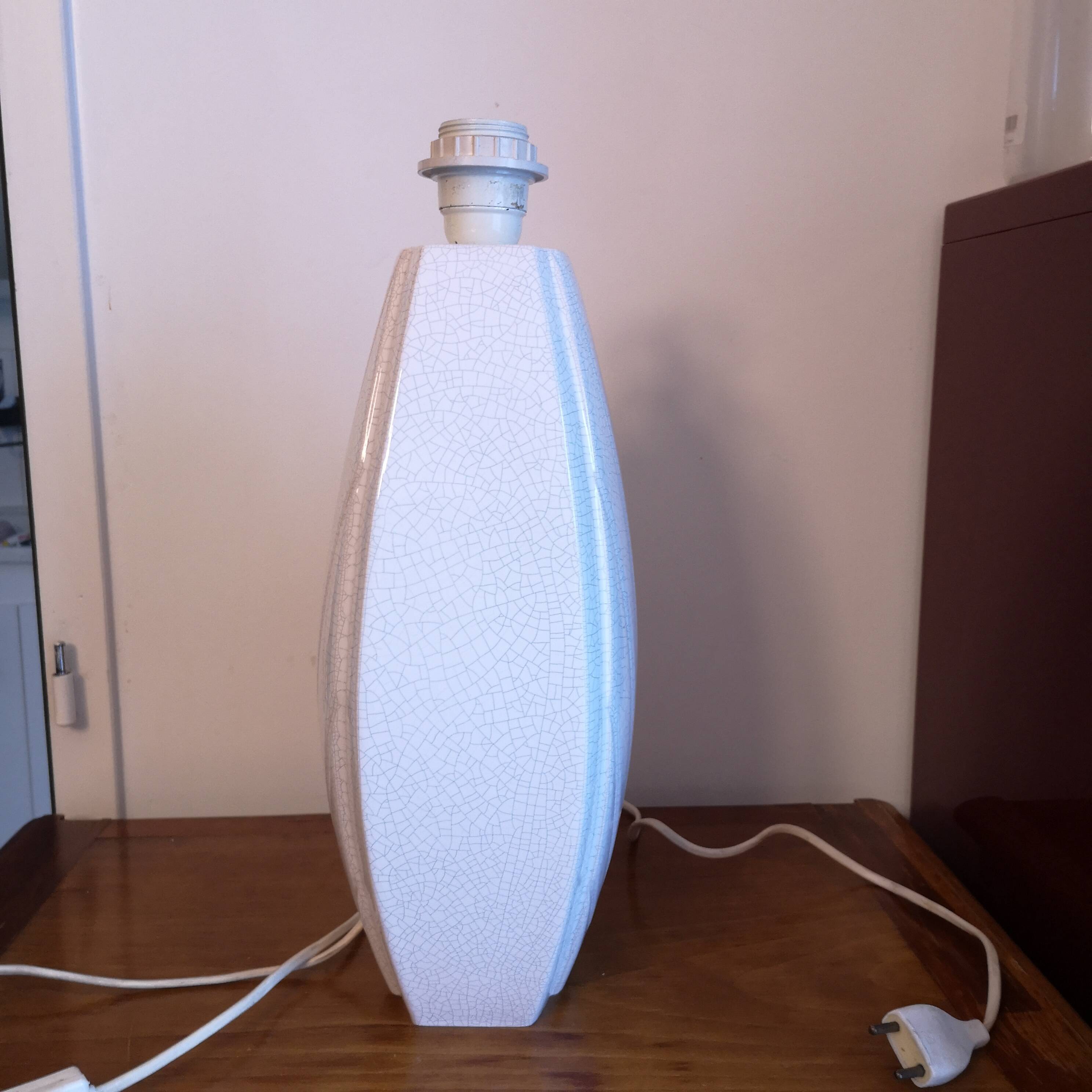 "Fan" lamp base in crackled ceramic - 1980s
