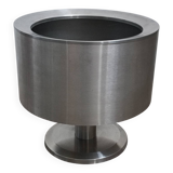 Large brushed metal plant pot holder 1970