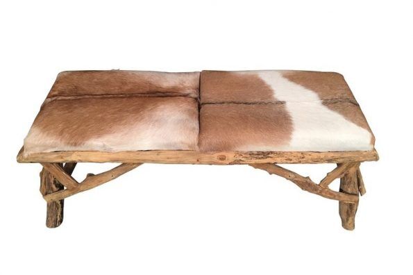 Wooden bench and goatskin