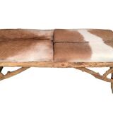 Wooden bench and goatskin