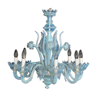 Magnificent Old Chandelier Opalescent Glass Murano H70cms D65cms 1950-60 Top+++