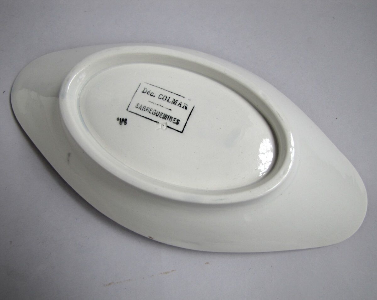 Ravier décor colmar in earthenware of sarreguemines 1900