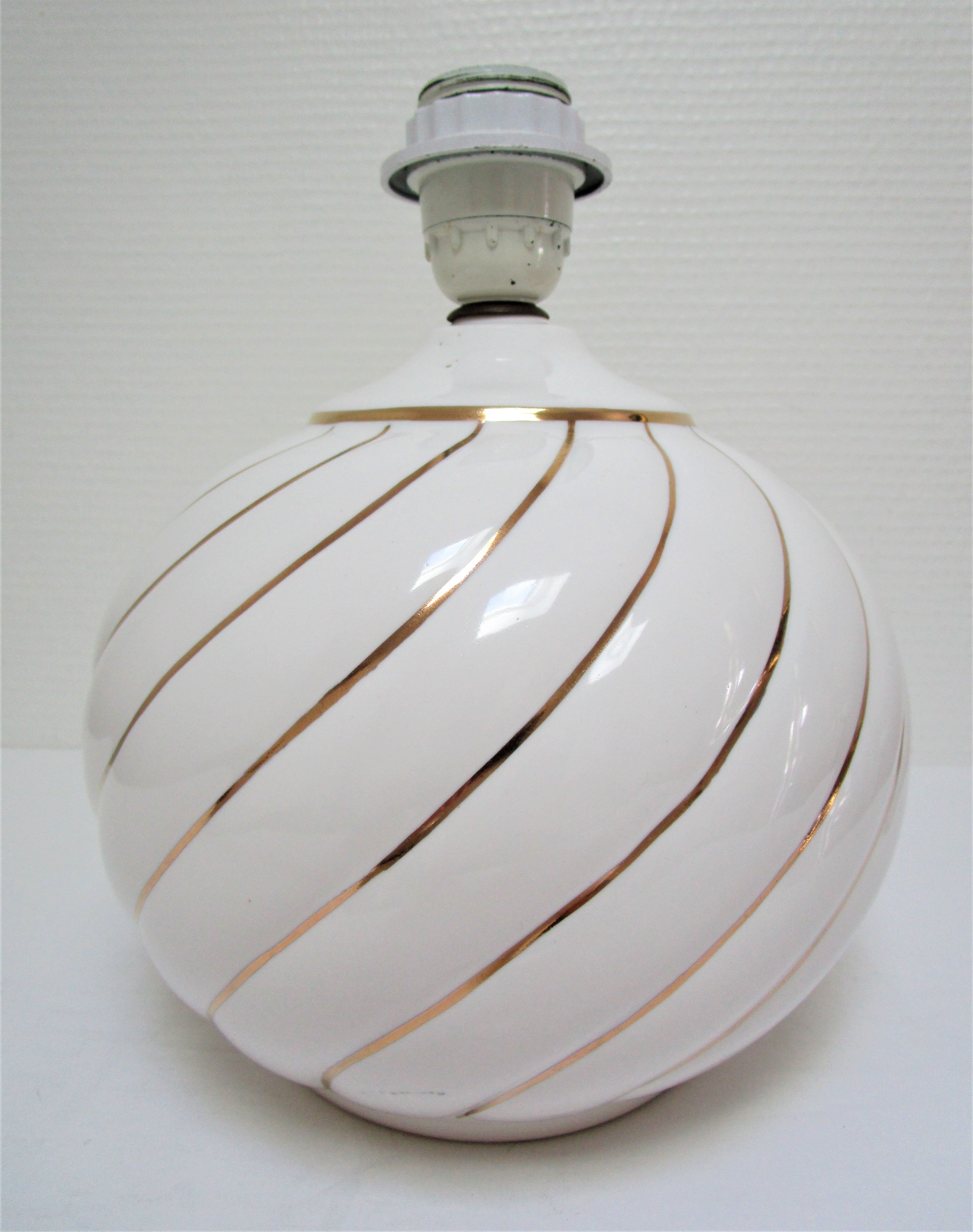Ceramic lamp white and gold Italian design 70s / 80s