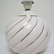 Pied de lampe céramique blanc et or design italien années 70 / 80