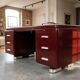Burgundy vintage metal desk Ahrend / Oda Prominent desk