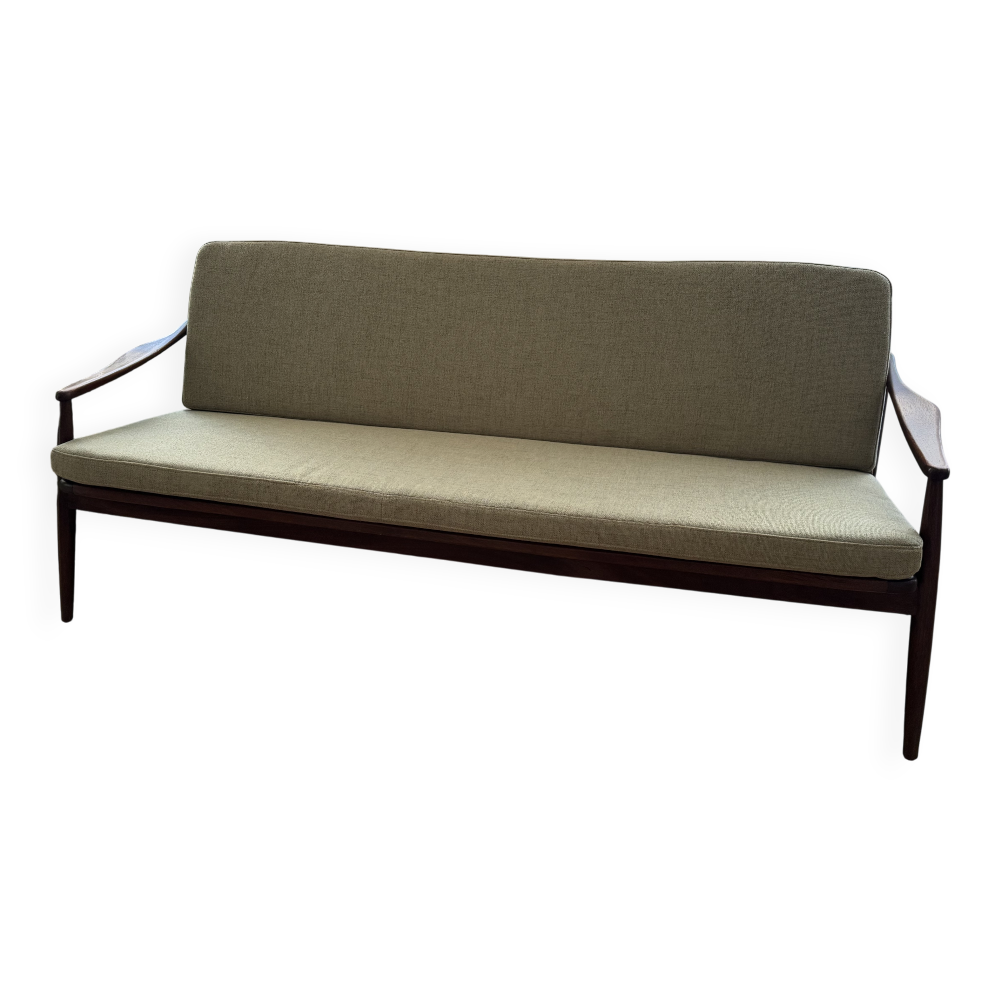 Sofa Series 400 Mid-Century in Teak with Rattan Backrest by Hartmut Lohm