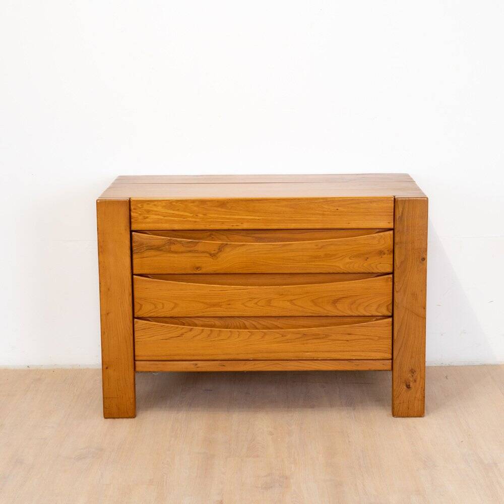 Chest of drawers in elm by Maison Regain, 1980s
