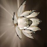 Lotus flower wall sconce in glass with a gold brass rim