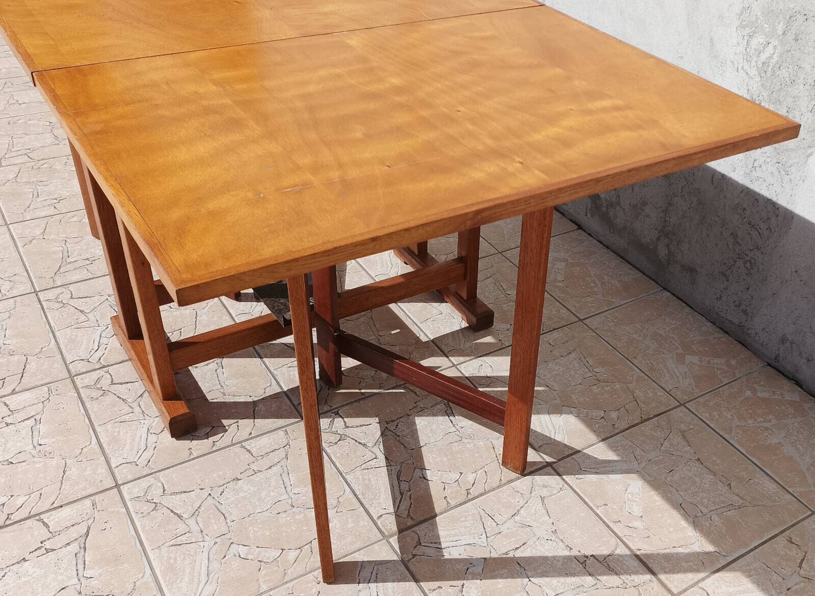 Folding table in beech from 1950