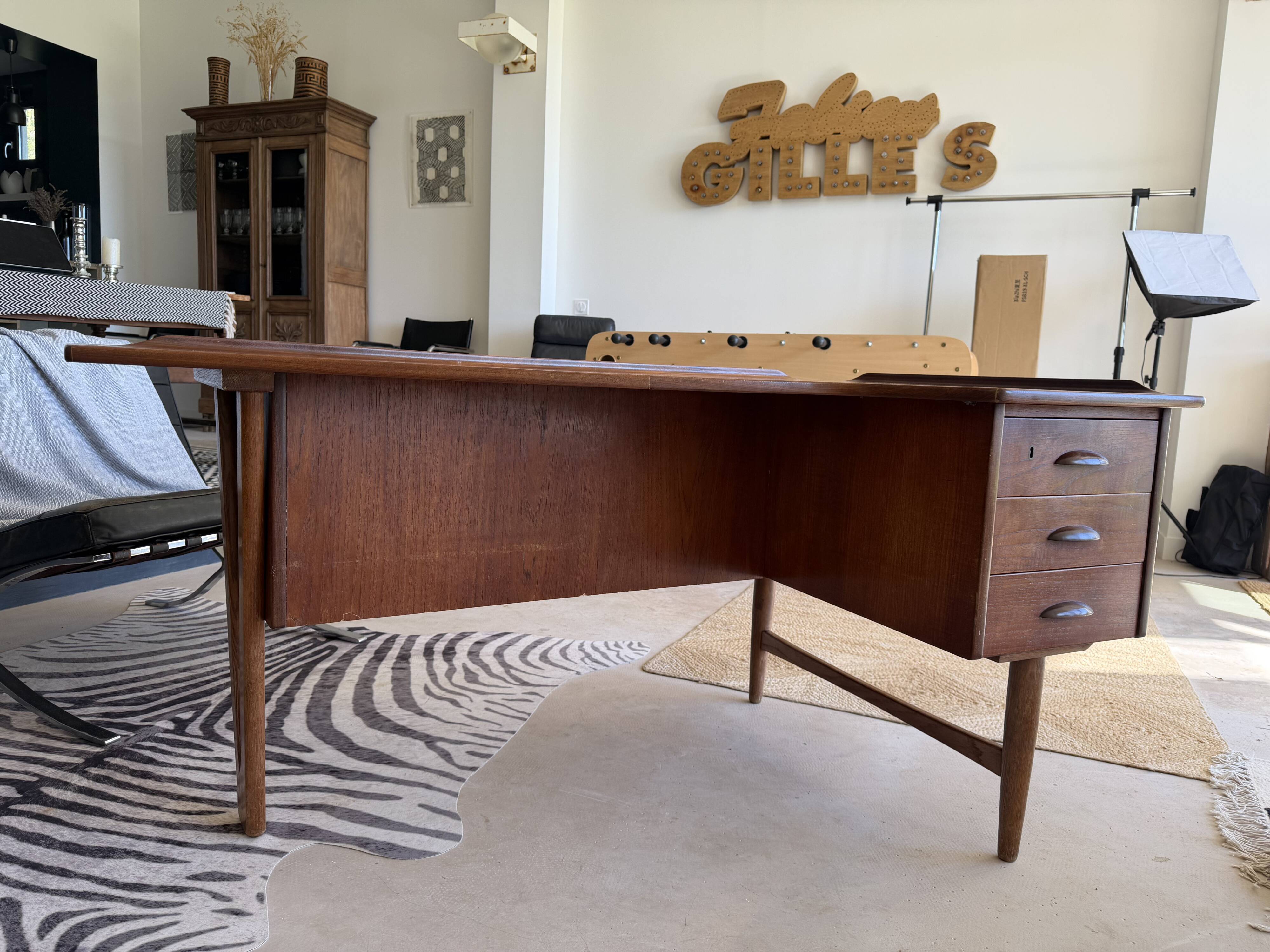 1 Lovig desk in teak, oak base circa 1960
