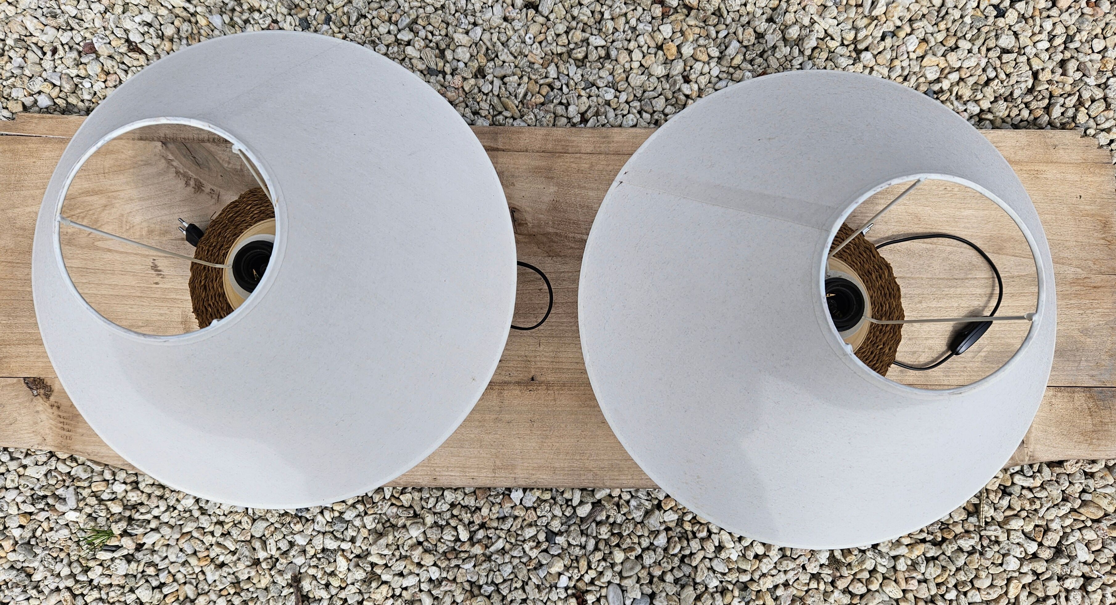 Pair of vintage braided rope bedside lamps