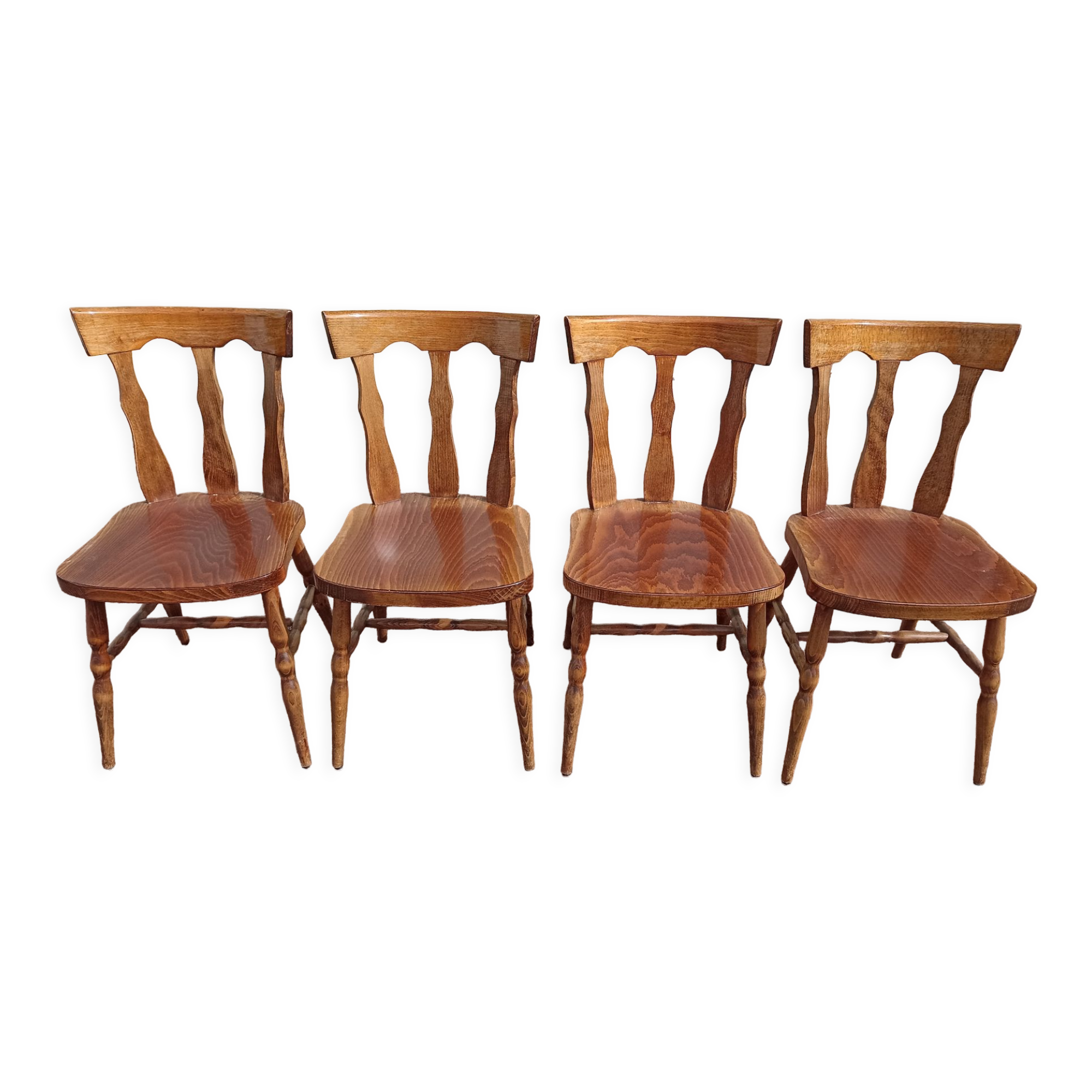 Set of 4 bistro bar chairs year 80 - 90 - wooden - baumann