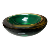 Murano Glass Bowl in Emerald Green and Yellow, Italy, 1965