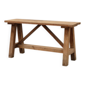 Rustic oak trestle bench, France, ca. 1900