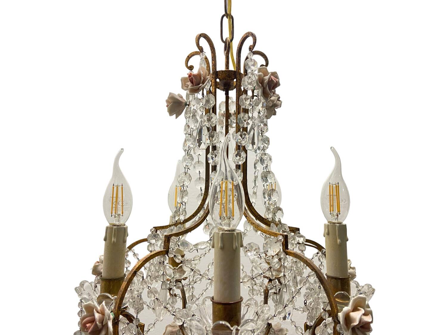 Vintage Crystal Rose Chandelier