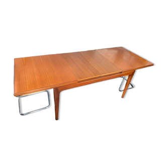 Vintage teak "portfolio" extendable table for 4 to 10 people - attributed to Niels Bach for Glostrup - Denmark 1960