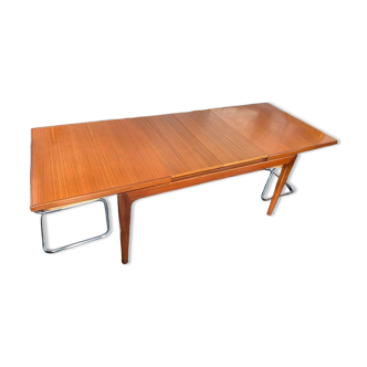 Table en teck "portefeuille" vintage extensible 4 à 10 personnes - attribué à Niels Bach pour Glostrup - Danemark 1960