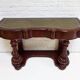 Mahogany and green leather console, 1860-70