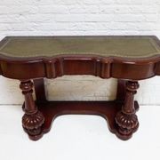 Mahogany and green leather console, 1860-70