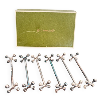 6x Christofle Silver-Plated Knife Rests "4 Balls"