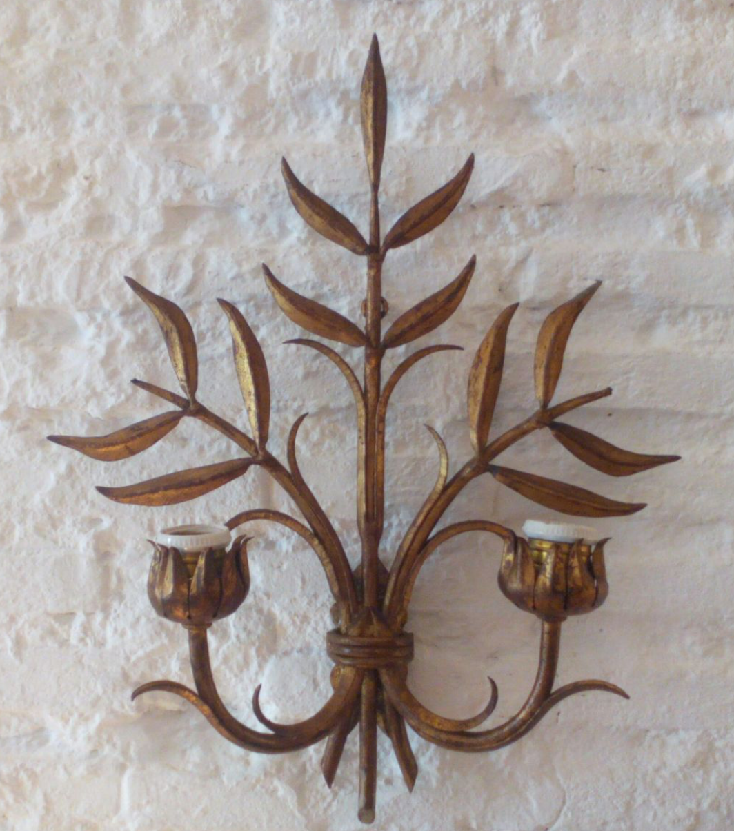 Floral applique in 1950s gold metal
