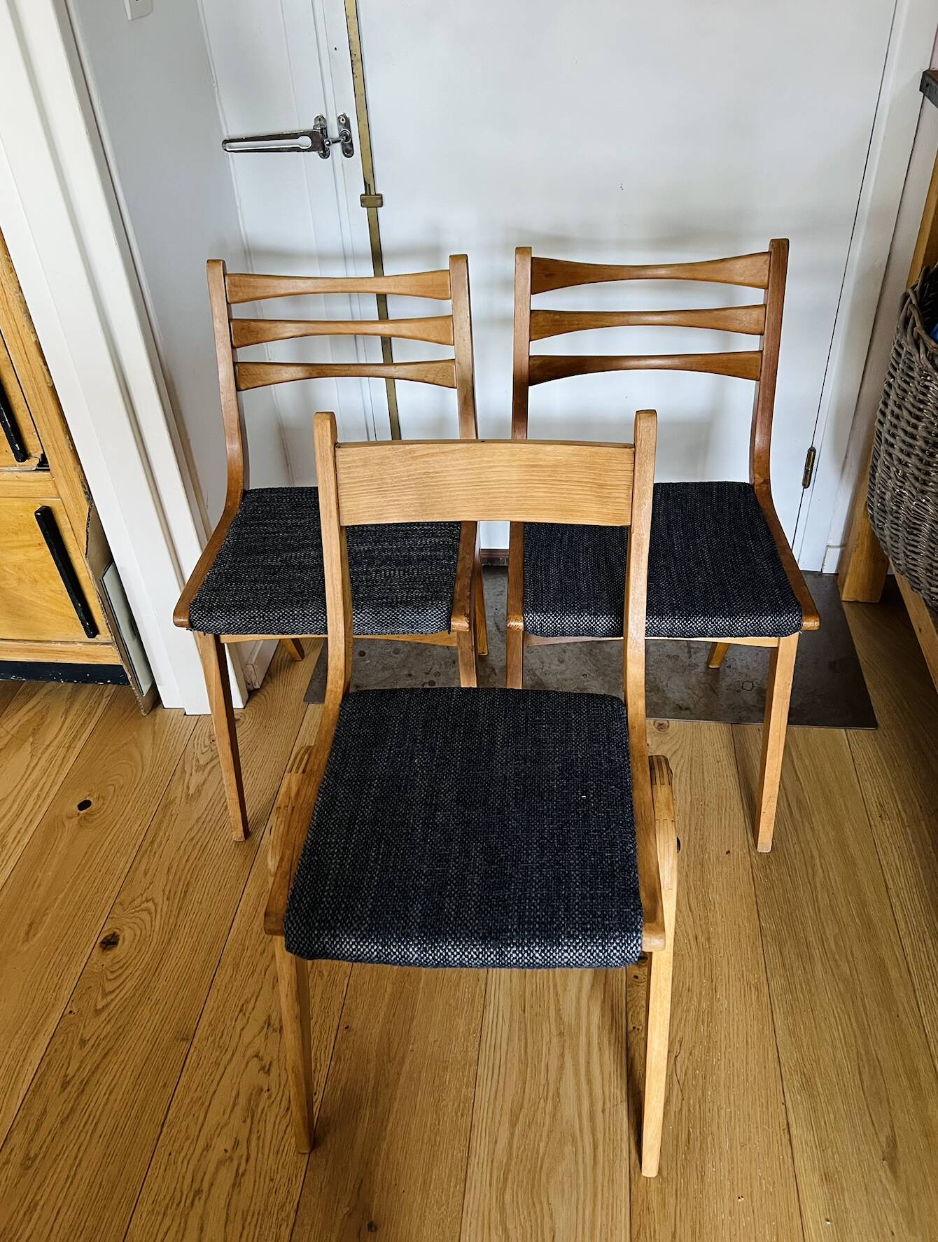 (Lot) 3 Compass Leg Chairs 1960s Scandinavian