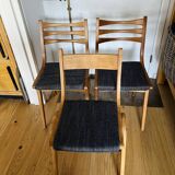 (Lot) 3 Compass Leg Chairs 1960s Scandinavian