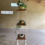 Bamboo and macrame plant holder