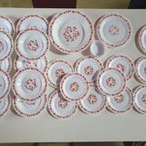 lot vaisselles arcopal scania a petites fleurs orange assiette plate, creuse a dessert, un plat ..