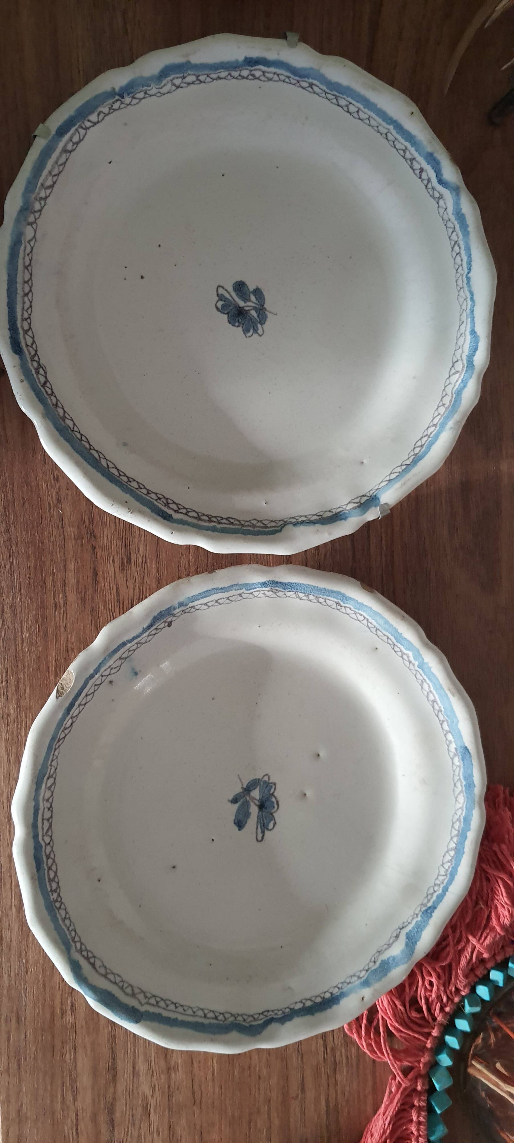 Two Bordeaux earthenware plates
