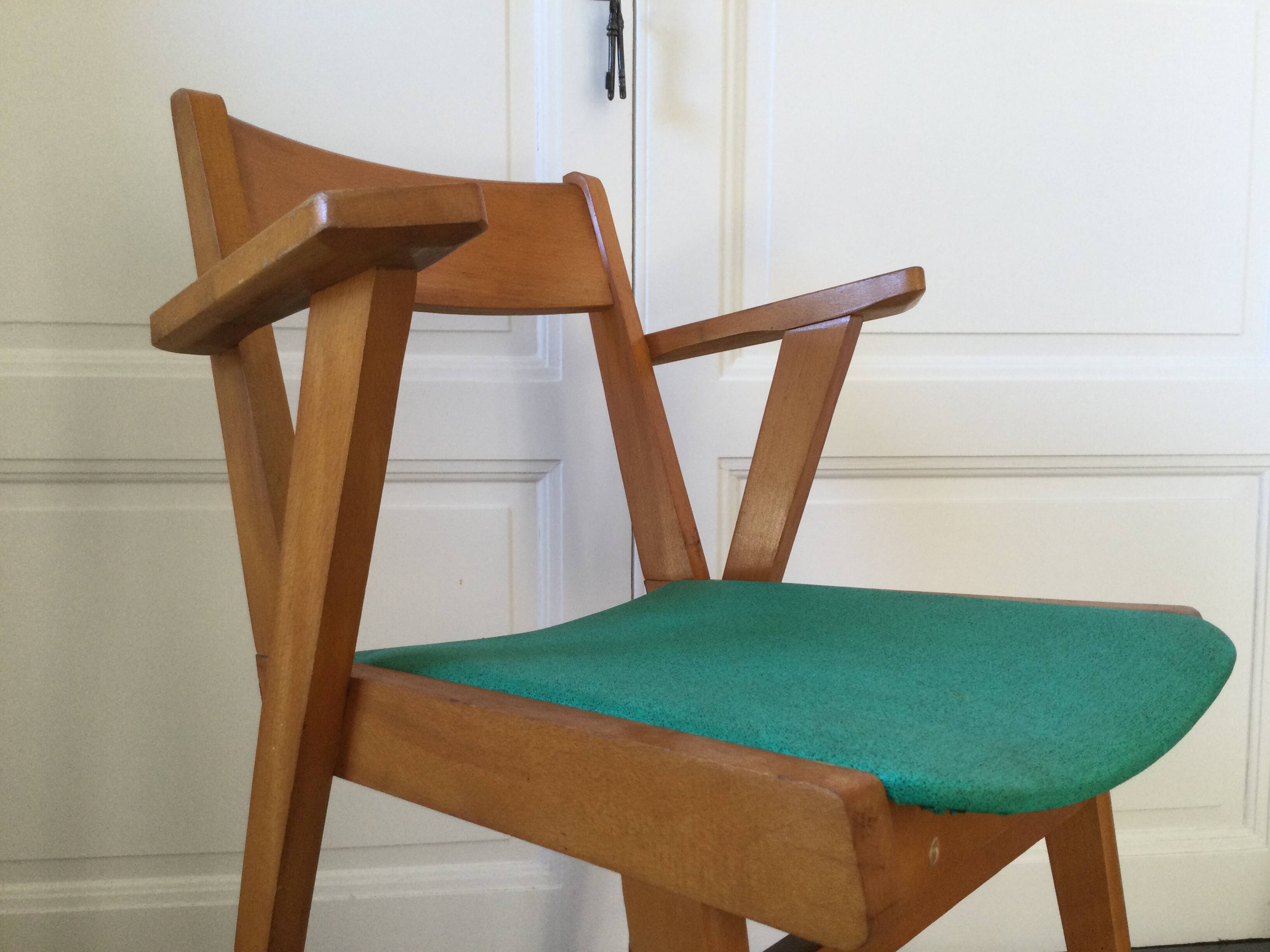 1960s bridge armchair with compass feet