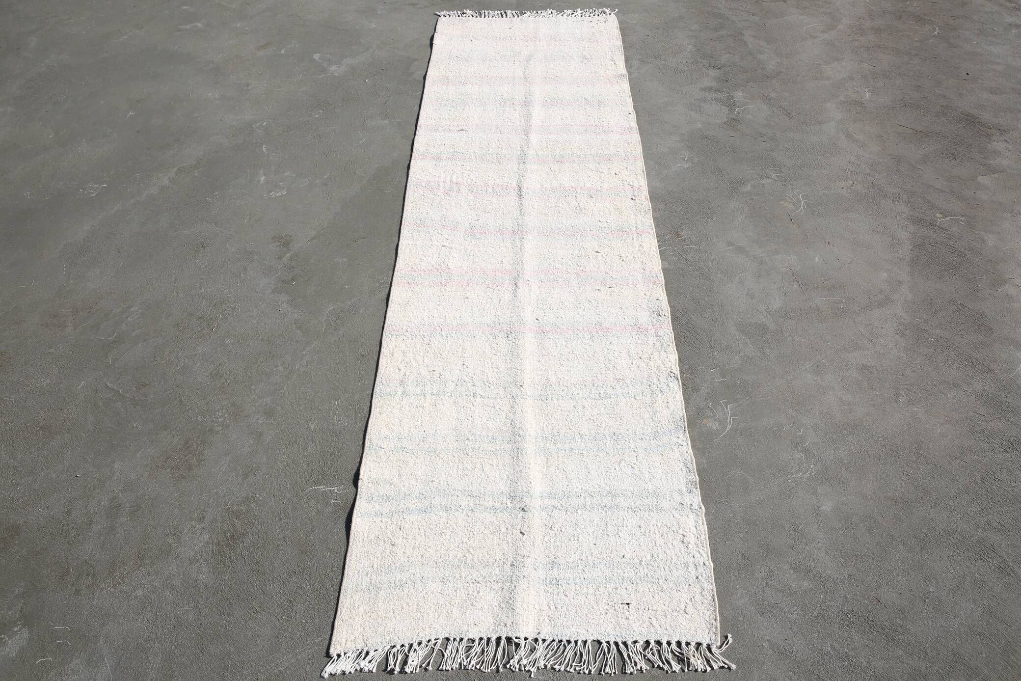 3x9 Soft Pink & Beige Turkish Woven Oushak Runner Rug, 79x266 Cm