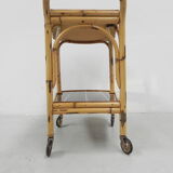 Bamboo serving trolley on castors