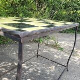 Coffee table with tiled and wrought iron finish