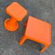 Orange plastic Tam Tam stool 1970