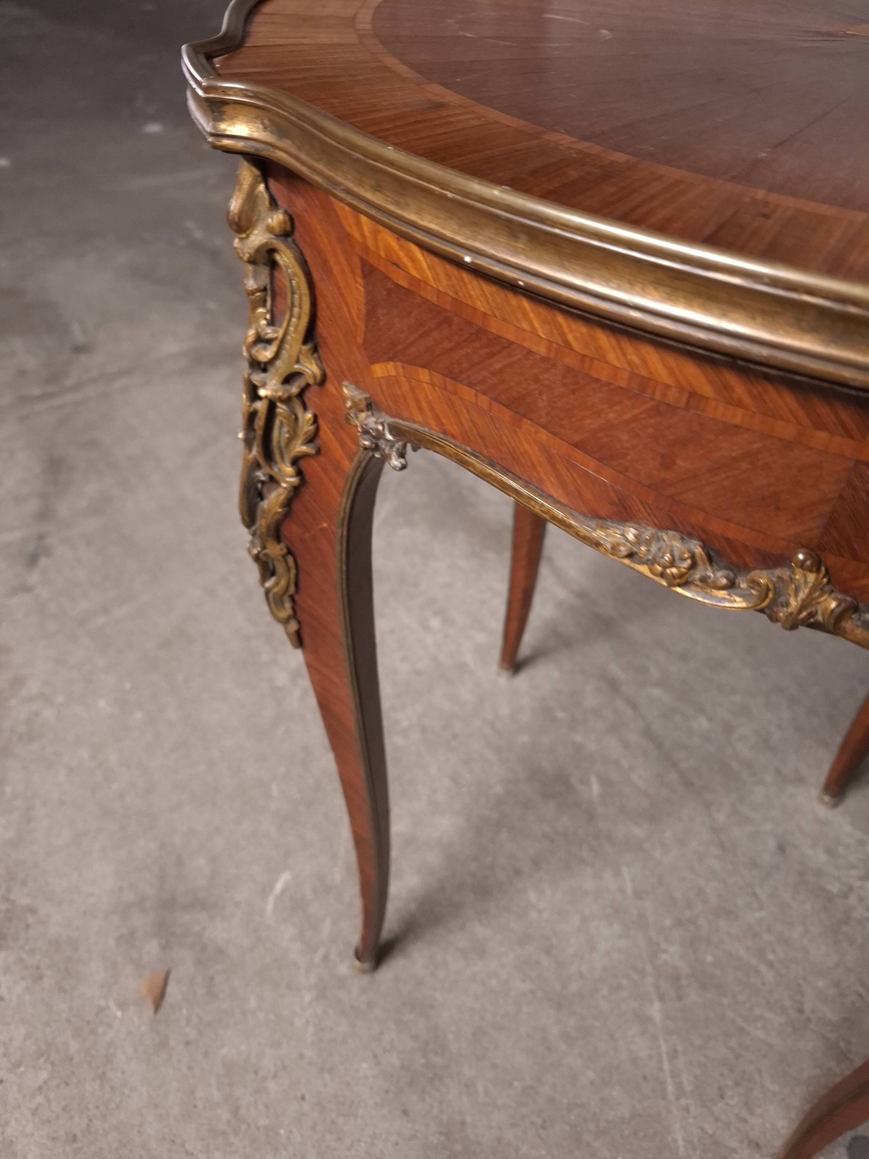 Louis XV style gueridon side table in marquetry