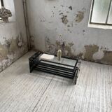 Coffee table year 80 Italian marble and glass