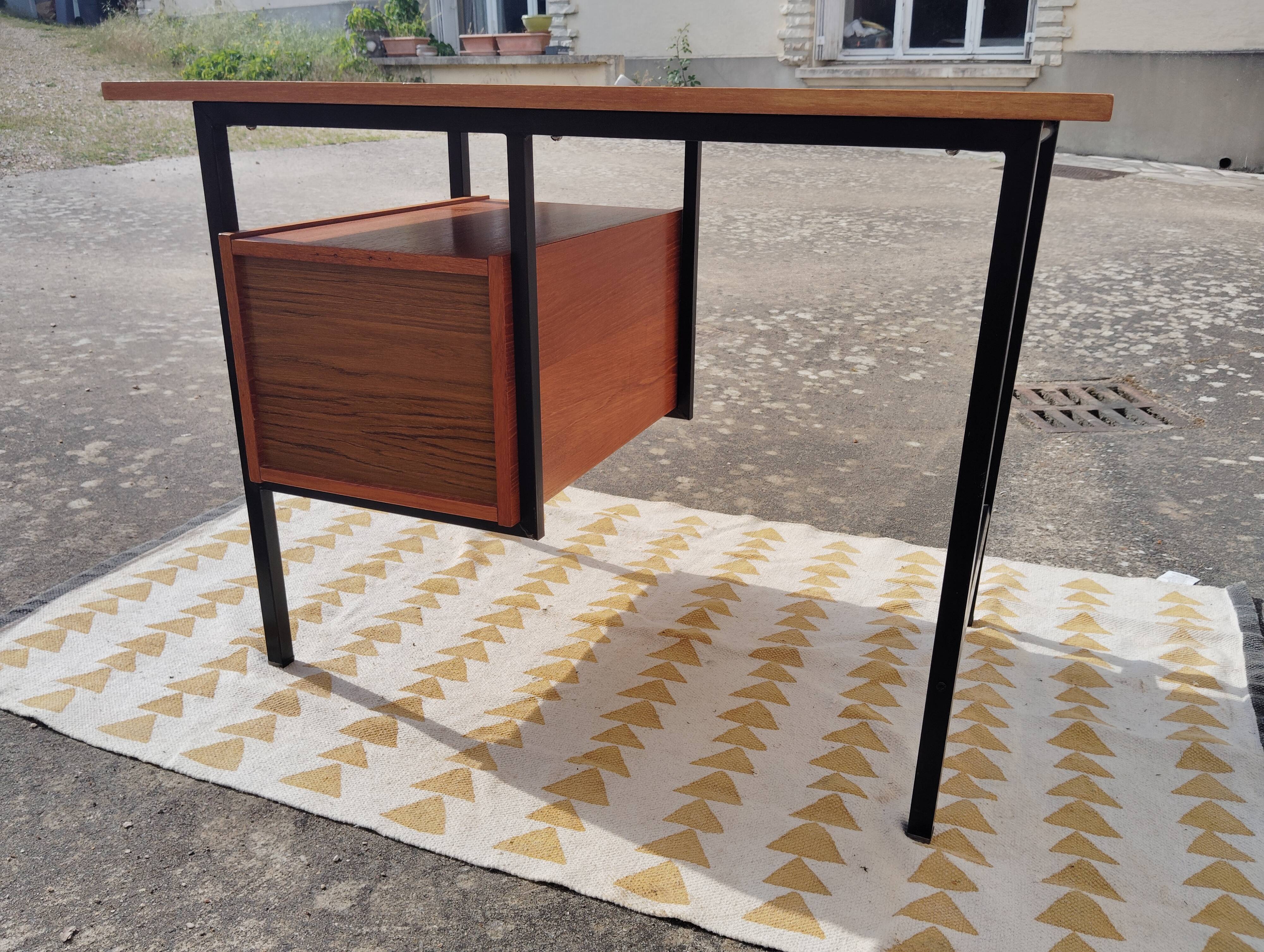 Vintage teak and metal desk