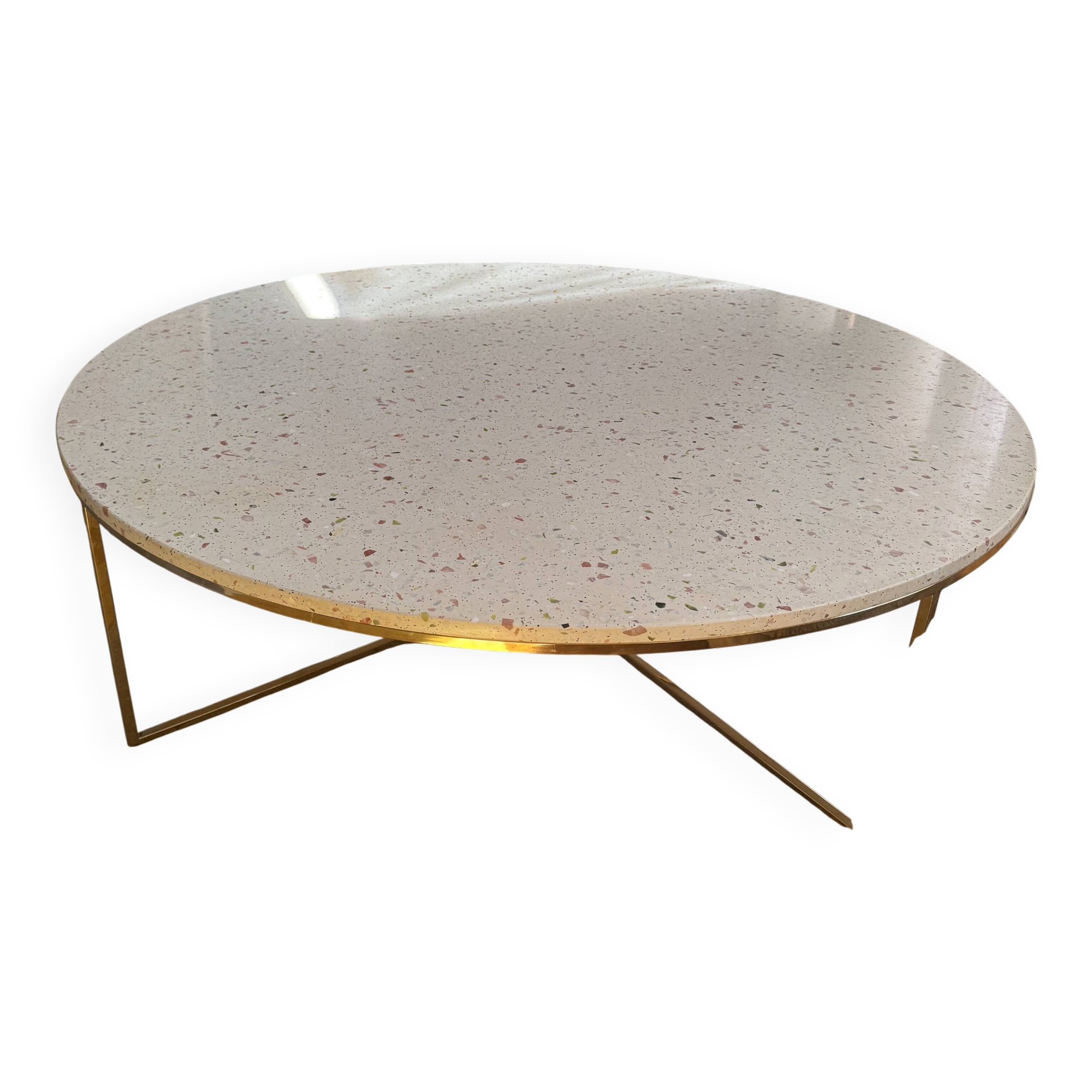 Table basse ronde en terrazzo