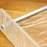 Large plateau 1970s in crumpled/frosted plexiglass & chrome strips